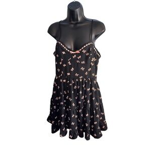 Inspired Hearts Babydoll Mini Tiered Slip Dress w Bows & Spaghetti Strap
